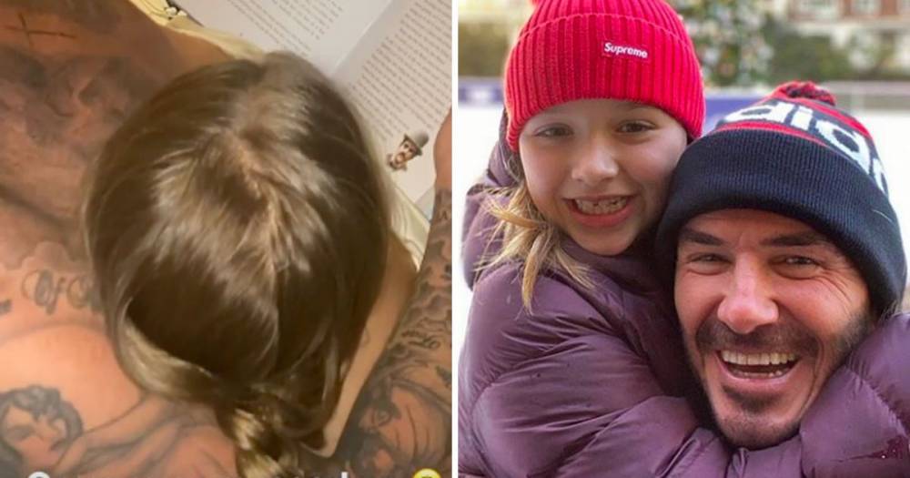 David Beckham - Health - David Beckham cuddles and reads book to daughter Harper in adorable video as famous family isolate amid coronavirus outbreak - ok.co.uk - county Harper