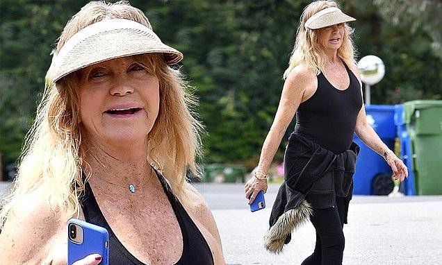 Goldie Hawn - Goldie Hawn takes an isolation break as she enjoys a stroll with friend - dailymail.co.uk - state California