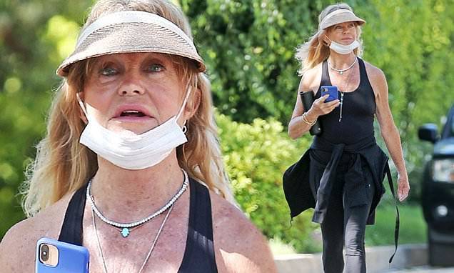 Goldie Hawn - Goldie Hawn looks fit in all-black athletic attire as she enjoys the sunshine - dailymail.co.uk - Los Angeles - city Los Angeles