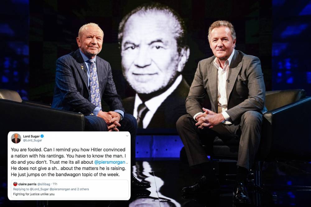 Piers Morgan - Can I (I) - Alan Sugar - Piers Morgan slammed as ‘a deluded pillock’ and compared to Hitler by former friend Lord Sugar as he reignites feud - thesun.co.uk - Britain