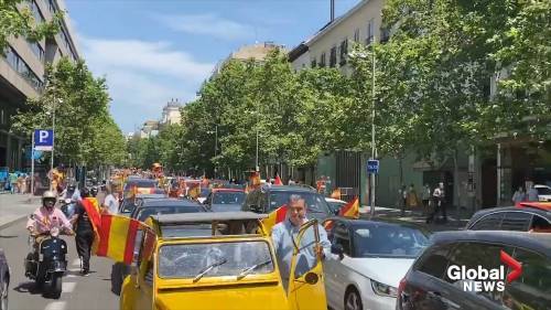 Coronavirus outbreak: Cars gather in Madrid as Spain’s far-right Vox party protests country’s lockdown measures - globalnews.ca - Spain - city Madrid, Spain