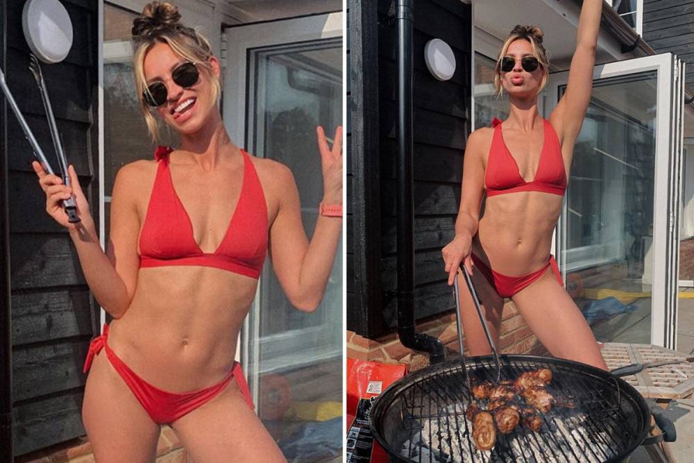 Ferne Maccann - Ferne McCann shows off her toned abs as she barbecues in a red bikini after relationship split - thesun.co.uk