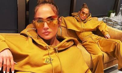 Jennifer Lopez - Jennifer Lopez is at ease as she shows off a gold sweatsuit from Beyoncé's Ivy Park clothing line - dailymail.co.uk