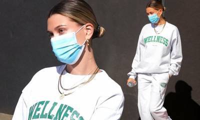 Hailey Bieber - Hailey Bieber puts her comfort and health first as she steps out wearing 'Wellness' sweatshirt - dailymail.co.uk - Los Angeles - city Los Angeles