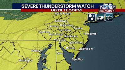 Severe Thunderstorm Watch issued for Delaware Vally, Lehigh Valley until 11 p.m. - fox29.com - state Pennsylvania - state New Jersey - state Delaware - county Lehigh - county Monroe - county Northampton - county Berks