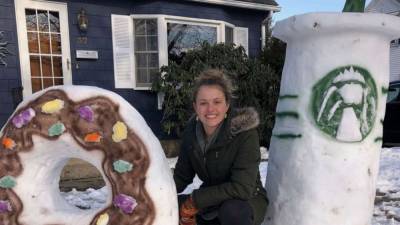 Art teacher’s larger-than-life snow sculptures encouraging students to play outside amid remote learning - fox29.com - state Texas - state Rhode Island