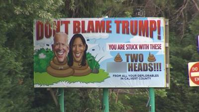 Joe Biden - Kamala Harris - Controversial billboard in Calvert County causing a stir - fox29.com - state Maryland - county Harris