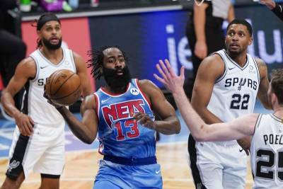 Kevin Durant - Harden returns to score 18 points, Nets beat Spurs 128-116 - clickorlando.com - New York - city San Antonio - city Oklahoma City