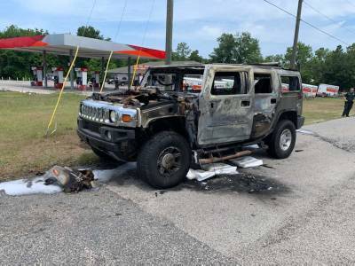 Hummer holding 4 containers of gas bursts into flames at Florida gas station after filling up - clickorlando.com - state Florida