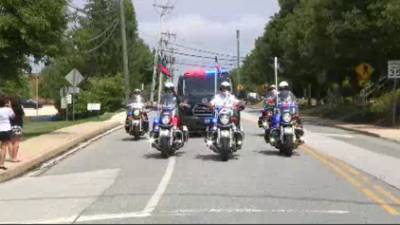 Procession escorts fallen firefighter to coroner's office - fox29.com - county Hill - county Belmont