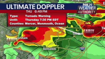 Weather Authority: Tornado warning in effect for Mercer, Ocean and Monmouth counties - fox29.com - state New Jersey - Philadelphia - state Delaware - county Bucks - county Lehigh - county Northampton - county Ocean - county Mercer - county Monmouth - county Berks - Burlington