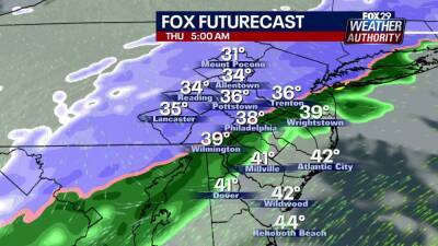 Sue Serio - Wednesday to be mild with overnight rain, snow set to impact Thursday morning commute - fox29.com - state Delaware