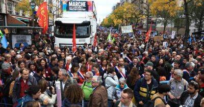 Emmanuel Macron - Thousands march in Paris against rising cost of living, climate inaction - globalnews.ca - France - city Paris