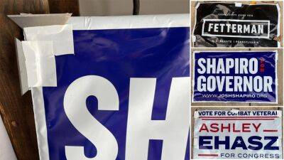 U.S.Senate - Josh Shapiro - Campaign signs found booby-trapped with razor blades in Bucks County, police say - fox29.com - state Pennsylvania - county Bucks
