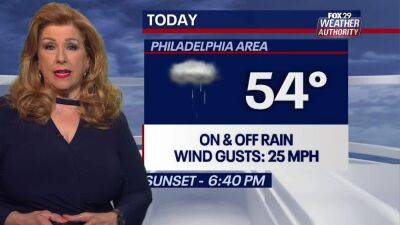 Sue Serio - Weather Authority: Below-average temperatures set to continue Monday with rainy, windy conditions - fox29.com - state Delaware - Jersey
