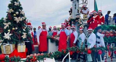 Christmas Cake Mixing on board Navy boat by HIP - newsfirst.lk - Sri Lanka