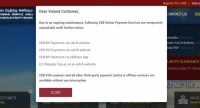 Online payment of CEB bills still disrupted - newsfirst.lk