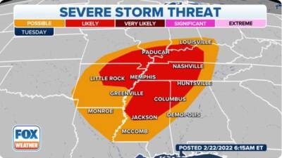 Tornado Watch issued as severe storms packing tornadoes, damaging winds, large hail threaten mid-South - fox29.com - state Illinois - state Tennessee - state Ohio - state Kentucky - state Texas - state Missouri - state Mississippi - state Arkansas - city Memphis - county Rock - state Alabama