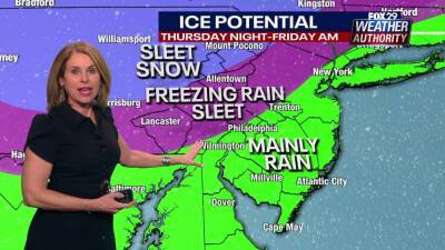 Kathy Orr - Weather Authority: Midweek warmup peaks Wednesday before rain, wintry mix sweeps across region - fox29.com - state New Jersey - state Delaware - city Philadelphia