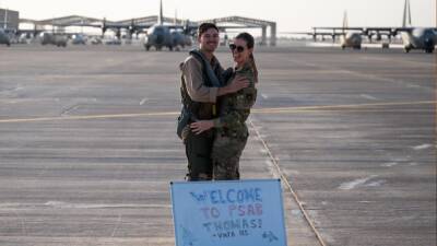 Marine husband, Air Force wife reunited by deployment - fox29.com - Usa - Russia - state South Carolina - Poland - Saudi Arabia - Ukraine