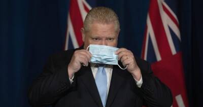 Doug Ford - Christine Elliott - Ford says he’ll keep wearing a mask for a ‘few days’ in Ontario legislature after mandate lifts - globalnews.ca - county Ontario