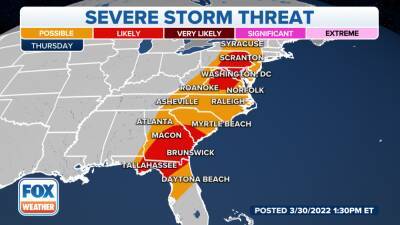 Outbreak of severe storms pounding the South with destructive winds, tornadoes on Wednesday - fox29.com - state Florida - state Tennessee - state Ohio - state Louisiana - state Mississippi - state Arkansas - state Alabama