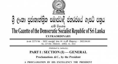 Gotabaya Rajapaksa - Sri Lankan President declares Public Emergency with effect from 1st April - newsfirst.lk - Sri Lanka