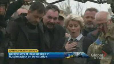 Top EU politician visits Ukraine after deadly train station bombing - globalnews.ca - Eu - Russia - Ukraine