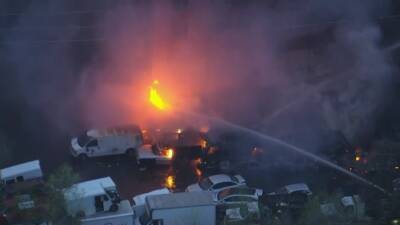 Firefighters battle two-alarm warehouse fire in Tacony - fox29.com - state New Jersey