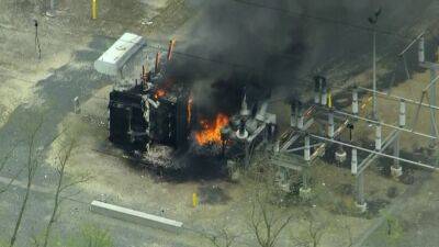 Heavy flames, smoke at Chester County transformer force road closure - fox29.com - county Chester