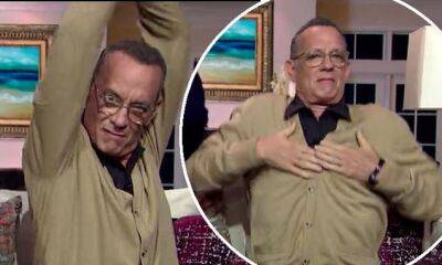 Tom Hanks - Stephen Colbert - Tom Hanks, 65, shows off his fun side with an energetic dance routine amid health concerns - dailymail.co.uk - county Butler