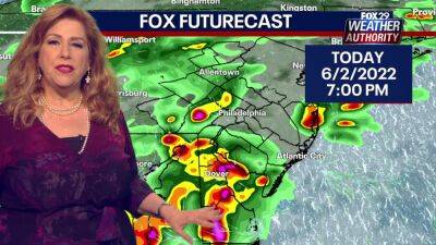 Sue Serio - Weather Authority: Heavy downpours, thunderstorms to move through the Delaware Valley Thursday - fox29.com - state Delaware - county Cumberland - county Atlantic - county Cape May