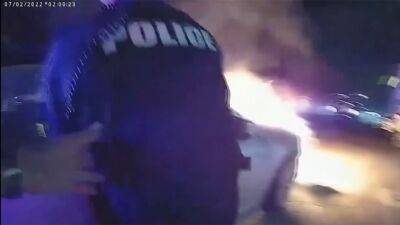 Dramatic video shows NJ cops pulling man from burning car - fox29.com - county Bergen - state New Jersey - county Park