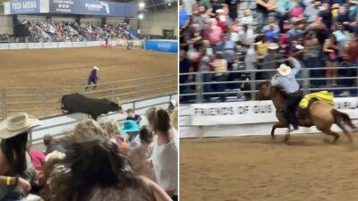 Watch: Bull runs into rodeo crowd after escaping from pen at Florida State Fairgrounds - fox29.com - state Florida