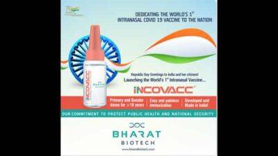 Bharat Biotech - Krishna Ella - Bharat Biotech’s nasal Covid vaccine iNCOVACC launched - livemint.com - India - Washington