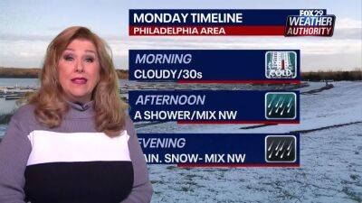 Sue Serio - Weather Authority: Monday evening set to see mix of showers, snow - fox29.com - state Delaware