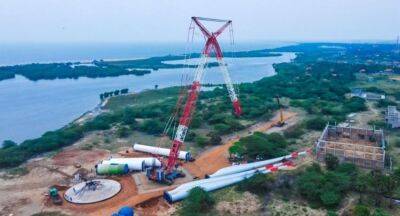MASSIVE crawler crane moved to Sri Lanka for Wind Power Project in Mannar - newsfirst.lk - Japan - Sri Lanka - Germany - county Power