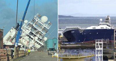 Massive ship tips over in Edinburgh dockyard, sending 15 people to hospital - globalnews.ca - Scotland