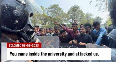Tear gas & water cannons fired to disperse University of Colombo student protest - newsfirst.lk