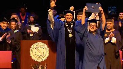 Watch: Student attends college graduation ceremony while in labor - fox29.com - state Michigan