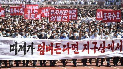 Kim Jong Un - Trump - North Korea holds rally with promise to 'annihilate' US - fox29.com - China - Taiwan - Usa - North Korea - city Pyongyang