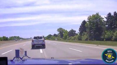 VIDEO: 10-year-old in stolen car swerving on I-75 pulled over by MSP - fox29.com - state Michigan - county Buena Vista - county Saginaw